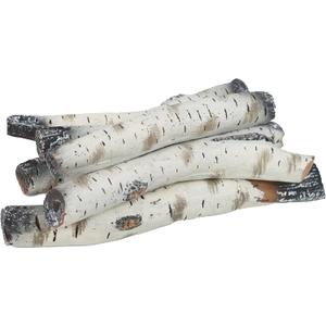 Small Gas Fireplace Logs, Ceramic White Birch Wood Gas Logs Indoor Insert, Vented, Propane, Electric Gas Fireplace, Linear Fire Pits, Ceramic Fiber Outdoor Gas Fireplace Fire Pit, 6pcs Logs Decor