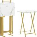 HOOBRO Folding TV Tray Tables, Set of 4 TV Trays with Storage Rack, 18.9”L x 14.2”W x 26.2”H