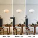Fivemengo 19.7in Plug in Lantern Pendant Light, White Imitation Silk Pendant Light Wabi Sabi Saucer Japanese Bubble Hanging Lamp Chandelier for Living Dinning Room Kitchen Island Bedroom 1 Pack