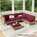 hyha Outdoor Couch Cushion Covers, Sectional Couch Sofa Covers Washable, Jacquard Diamond Lattice, Stretch Sofa Seat Cushion Cover for Indoor/Outdoor Patio Furniture (1 Piece for Medium, Wine Red)