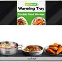 NutriChef Portable Electric Food Hot Plate-Stainless Steel Warming Tray&Dish Warmer with Black Glass Top-Keep Food Warm for Buffets,Restaurants,Parties&Home Dinners-22' x 6'-Heats up to 203F