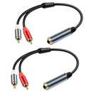 6.35mm Stereo to 2RCA Audio Cable1/4 Inch Female to Dual RCA Male Audio Y Splitter Cable 1/4 inch TRS Jack to 2 RCA Plug Connector Wire Cord for Amplifier Microphone 30CM(2Pcs)