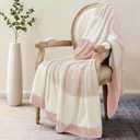 Homelike Moment Fleece Throw Blanket Twin Size, Pink Soft Fluffy Twin Blanket, Fuzzy Cozy Plush Flannel Blankets for Sofa, Comfy Warm Lightweight Twin Bed Blanket Striped (Pink, 60x80IN)