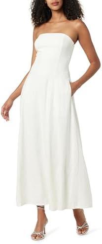 The Drop Womens Carlota Strapless Linen Maxi Dress L