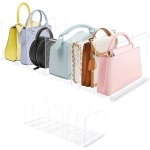 Handbag Organizers, Closet Purse Organizer, Purse Storage Closet Organizer, Clear Acrylic Clutch Tote Bag Holder, Adjustable Shelf Organization Separators Divider Rack for Bedroom Bathroom Office