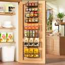 Over the Door Pantry Organizer 8-Tier Adjustable Baskets Hanging Spice Door Rack Narrow - 13.78" W x 65.16" H Behind the Door Storage for Kitchen, Bathroom, and Closet Organization- Black (8-Tier Black)
