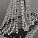 Hanging Solar Chandelier Outdoor, 30 Cool White Lights Acrylic Clear Beaded Chandelier with S Hooks Modern Lantern for Garden Yard Patio Gazebo Decorations, 28H