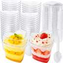 60 Pack Heart Shaped Dessert Cups with Lids and Spoons,5 oz Mini Plastic Dessert Shooter Cups,Clear Plastic Appetizer Cups for Valentine's Day,Party Appetizers,Ice Cream,Mousse,Pudding and Fruit