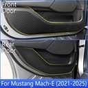 Car Door Anti Kick Pad for Ford Mustang Mach-E 2021 2022 2023 2024 2025 Mach E Accessories Carbon Fiber Style Leather Sticker Door Sill Protector Cover Edge Guard Side Mat Interior Dirty