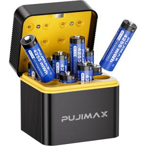 PUJIAMX Rechargeable AA Batteries Lithium 4255mWh with ChargerHigh Capacity 1.5V Double a Batteries,2000+ Cycle aa Battery Cells for Remote Controls,Game Controllers,Toys,Flashlights,12-Pack
