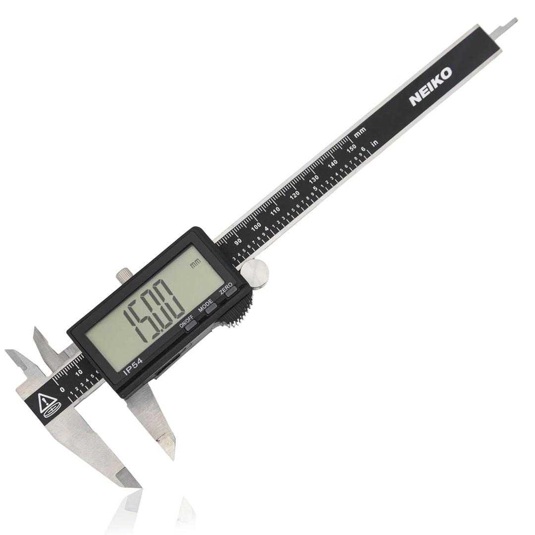 NEIKO 01401A 6-Inch Electronic Digital Caliper, Stainless Steel, Extra Large LCD Screen, Measurement Conversions for Inches, Millimeters, and Fractions