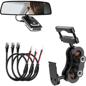 SDSACZMU Radar Detector Mount,Rearview Mirror Rod Radar Mounting Bracket+Rearview Mirror Hard Wire Power Cord kit16,with Inline Fuse (for Escort Max / Max2/ MAX360 Radar)