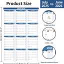 3 x 2025-2026 Wall Calendar 34.8" x 22.8" Large Vertical Yearly Wall Hanging Calenda with Julian Date from July 2025 to June 2026 Thick Paper Calendar 12 Month Annual Planner for Office Fridge(Blue)