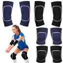 Sosation 2 Set Volleyball Elbow Pads and Knee Arm Sleeves with Protection Pad Volleyball Essentials Accessories with High Protection for Youth Teen Training Hitting Passing(Black Blue)