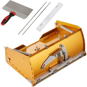 VEVOR Drywall Flat Box, 10-Inch Wide Quick Clean, Aluminum Finishing Mud Box for Plasterboard, Wallboard, Sheetrock, Bonus Mudguard, Extra 2 Stainless Steel Blades (10/12-Inch)