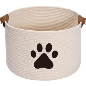 Morezi Dog Toy Bin Pet Cat Toy Box Baskets In Large Suff Storage - Perfect For Collect Toys, Grooming Stuff, Closthing, Diapers For Living Room, Playroom, Closet, Home - Beige