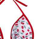 MakeMeChic Women's Cherry Print Bikini Set Halter Triangle Backless Swimwear Bathing Suit (White, L)
