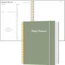 Daily Planner Undated - A4 To Do List Notebook Hourly Schedules, Spiral Appointment Planner for Women and Men,PVC Hardcover, Inner Pocket, Elastic Closure, 8.5" x 11", Green