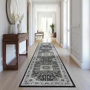 Madane Runner Rugs 2x12 Extra Long, Washable Non-Slip Hallway Runner Rug Low-Pile Carpet Runner for Kitchen Entrance Living Dining Laundry Room, Grey Green/Black Olive Madane Runner Rugs 2x12 Extra Long, Washable Non-Slip Hallway Runner Rug Low-Pile Carpet Runner for Kitchen Entrance Living Dining Laundry Room, Grey Green/Black Olive