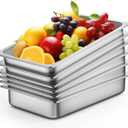 6 Pack Hotel Pans Full Size 4" Deep Stainless Steel Steam Table Pan