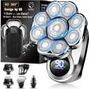 9D Electric Head Shaver for Bald Men, Upgraded 5-in-1 Head Shaver for Bald Men, Waterproof Wet/Dry Grooming Kit Electric Shaver for Men, Cordless Rechargeable Bald Head Razor for Home&Travel