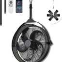 Outdoor Hanging Ceiling Fans with Lights,Gazebo Fan with Hook Remote&APP Control,Dimmable Hanging Fan with Plug in Cord for PergolaPatios,BLACK
