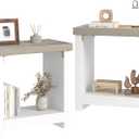 End Tables Set of 2 for Living Room, Narrow Side Tables with Storage Shelves, Square End Table for Bedroom, Slim Nightstand, Skinny Rectangle Accent Table, Farmhouse Bedside Table, White + Gray, 23.62 x 11.81 x 23.62 inches