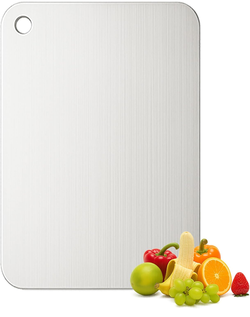 Titanium Cutting Board, 100% Pure Titanium Chopping Board for Kitchen, Hygiene & Durability Double Sided Cutting Board, Non-toxic Chopping Board, Dishwasher Safe (11.8“ x 7.9”)