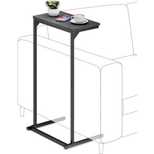 TUTOTAK C Shaped End Table, Tray Table, Small Side Table, 28.7 inch Tall Couch Table, Tv Tray, Sofa Table, Living Room, Bed Room, Black TB01BK071
