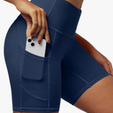 IUGA Biker Shorts Women 6" Tummy Control Workout Shorts Women with Pockets High Waisted Yoga Running Gym Spandex Compression L