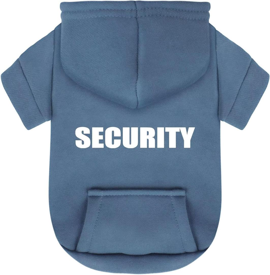 Paiaite Stone Blue Chihuahua Dog Hoodie: Warm and Stylish with a 'Security' Printed Sweatshirt, Cold Weather Pet Clothes, and Sweater Coat All in One - Perfect for Winter and Cool Summer Nights! L (L-(12~15lb) | Chest(~19.5"))