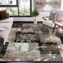 Superior Indoor Area Rug, Jute Backed, Perfect for Office, Living/Dining Room, Bedroom, Kitchen, Hallway, Entryway, Floor, Modern Floral Patchwork Decor, Pastiche Collection, 8' x 8' Square, Beige