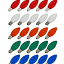 25 Pack C9 Multicolor Christmas Light Bulbs, C9 Multicolor Replacement Bulbs for Outdoor Patio Christmas String Lights, 7W Incandescent Night Light Bulbs, C9/E17 Intermediate Base Bulb,120V 7W bulb
