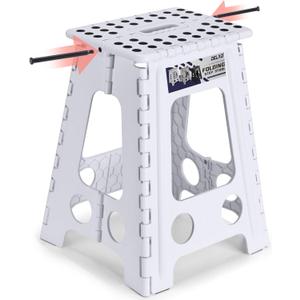 Delxo Folding Step Stool 17.5 Inch White Step Stools for Kids Foldable,Portable Collapsible Step Stool with Handle, Folding Stool for Kitchen Bathroom,Bedroom,Garden