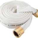 Fire Hose,1-1/2" ID X 50 FT, Single Jacket TPU, 450 PSI Burst Pressure, Industrial Fire Hose with NST/NH Brass Couplings for Indoor Use