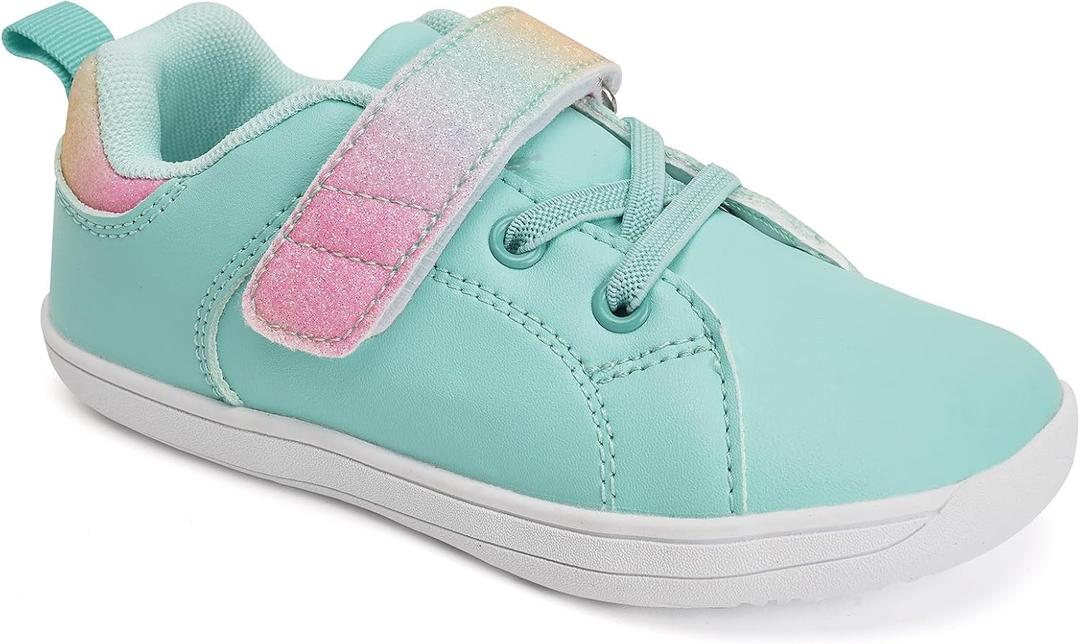 WateLves Toddler Little Kid Wide Barefoot The First Walking Shoes Girls Boys Leather Uniform Dress Shoes Lightweight Splay Naturally Minimalist Sneakers (Green)