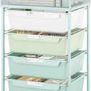 SYKIARIOL Rolling Utility Storage Cart with 4 Drawers - 4 Tiers Rolling Cart Craft Cart, Storage Drawer Cart Organizer for Craft Room Office Bedroom Classroom with Mesh Top & 4 PCS DIY Lable, Green