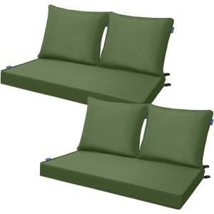 Outdoor Loveseat Cushion Set Patio Deep Seat Cushion for Outdoor Furniture Water Repellent 44'' x 24'' Patio Cushion Set for Couch, Bench and Swing, Fade Resistant (Pure Moss Green, 2 Sets)
