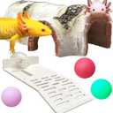 7 pcs Axolotl Hideout Set with Cave Fake Water Plants Filter Balls Reptile Hides Aquarium Terrarium Corner Hideaway Underground Curve Tortoise Turtle Hideout Lizard Fish Tank Decor Accessories