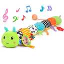 Baby Sensory Toy 0-6 Month Music Animal Stuffed Plush Caterpillar Toy for Infant 0-3-6 Month Tummy Time with Baby Mirror Crinkle Rattle for 6-12 Month Carseat Toys for Newborn Boys Girls Shower Gifts