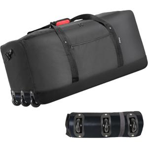 Finnhomy 120L Foldable Rolling Duffel Bag with 3 Wheels, Light Weight Travel Duffel bag with Large Loading Capacity, 32'' Rolling Duffel bag with Shoulder Strap