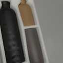 Modern Ceramic Vase Set, Black Ribbed Matte Design, 3-Piece Decorative Vases for Home, Living Room, Office (Black Mix)