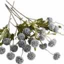 Glorpiant 5PCS Pompom Artificial Mums, Faux Silk Bulk Flowers with Bendable Stems for DIY Fall Decor, Pottery Barn Style Vase Fillers, Indoor Outdoor Home Centerpieces in Burnt Orange (Dusty Blue)