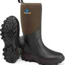 Rubber Boots for Men & Women with Steel Shank, Reliable 6mm Neoprene Waterproof Insulated Rain Boots, Warm Anti-slip High Traction Multi-season Dry Mud Boot for Outdoor Work Hunting, Size 10