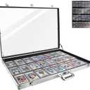 Silver 24 in X 20 in Card Show Display Case Aluminum, Trading Card Display Case Suitable for Sports Card/ TCG/ Jewelry Collection,Easy to Carry,Aluminum Alloy Frame,1-Year Coverage