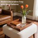 Ottoman Tray with Handles, 20 Inches Acacia Wood Serving Tray, Extra Large Tray for Ottoman Decorative Trays Serving for Living Room for Decorative, Coffee Table, Breakfast in Bed, Appetizers