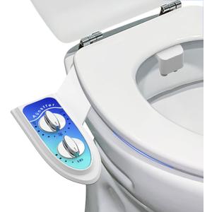Bidet Attachment for Toilet, Non-Electric Fresh Cold Water, Toilet Bidet with Dual Nozzles Sprayer, Adjustable Water Pressure Control, 3 Modes Wash (Feminine/Bidet Wash + Self-Cleaning) (Blue)