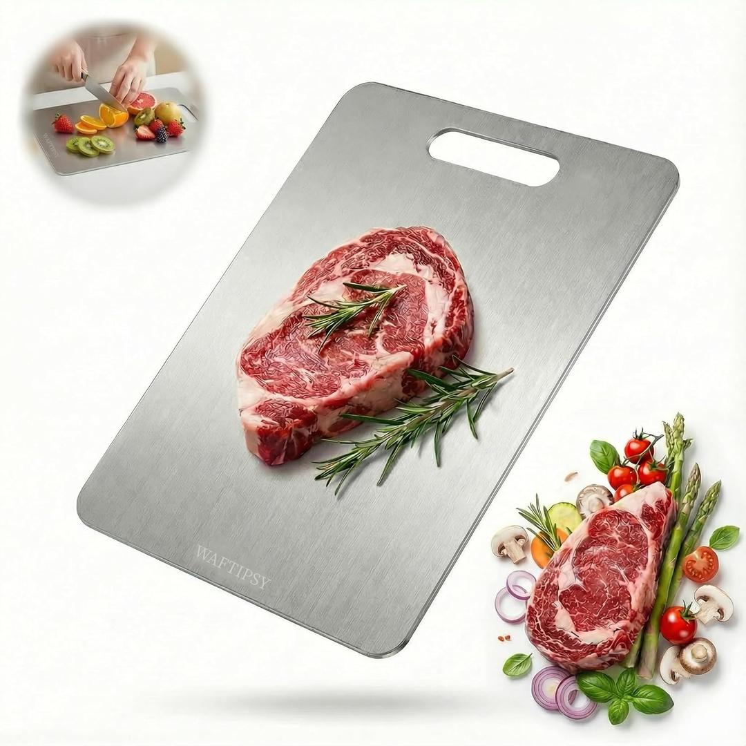 Katuchef Titanium Cutting Board for Kitchen, Pure Katu chef Titanium Cutting Boards, Double Sided Non Toxic Chopping Board for Cutting Meat Vegetable Fruit,Easy to Clean(L:13.39L*9.06W)