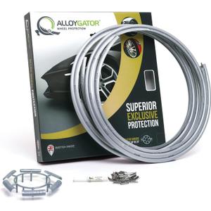 AlloyGator Silver Rim Protector for Car Wheels (Fits 12-24" Wheel Diameter) - Pack of 4 Premium Alloy Wheel Protector to Avoid Scratches & Scuffs - Adhesive Free Curb Rash Rim Protectors