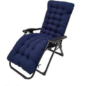 Sun Lounger Chair Cushions,67-inch Lounge Chaise Cushion Sun Lounger Mattress with Non-Slip Back Elastic Sleeve for Garden Outdoor/Indoor/Sofa/Tatami/Car Seat/Bench (Navy Blue)